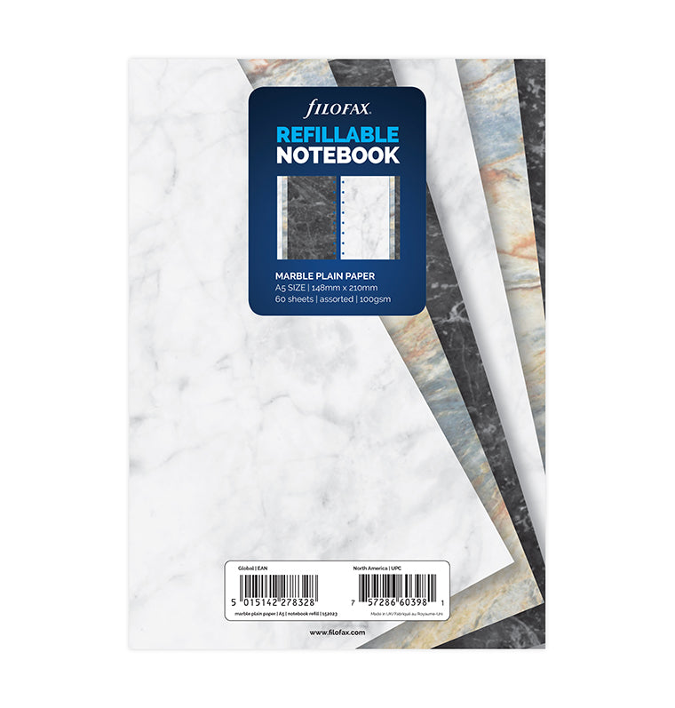 Čisté papíry mramorové Filofax Notebook, A5