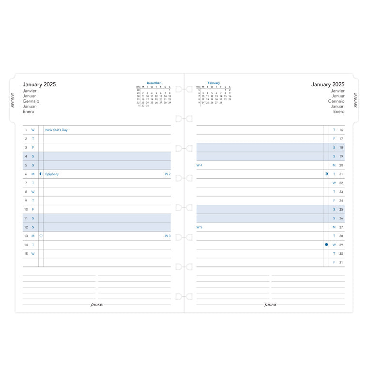 Kalendář měsíc/2 strany A5 2025, Filofax Notebook - 25-15210