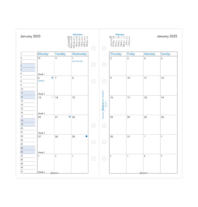 kalendář měsíc/2 strany 2025, Osobní, tabulka, anglický - 25-68410