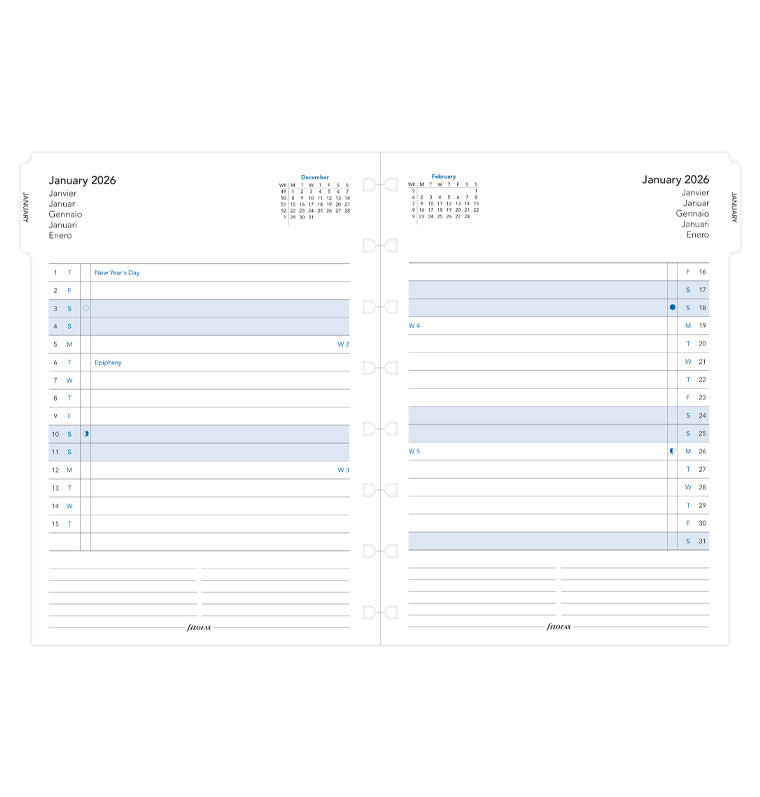 Filofax Kalendář měsíc/2 strany A5 2026, Filofax Notebook 26-15210