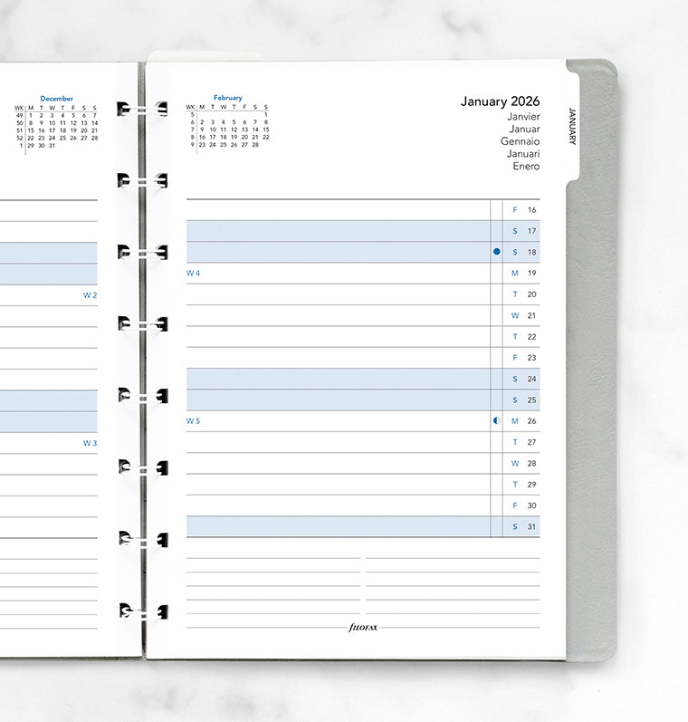 Filofax Kalendář měsíc/2 strany A5 2026, Filofax Notebook 26-15210
