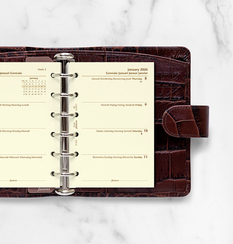 Filofax kalendář týden/2 strany 2026, Kapesní, krémový, 5 jazyků 26-68213