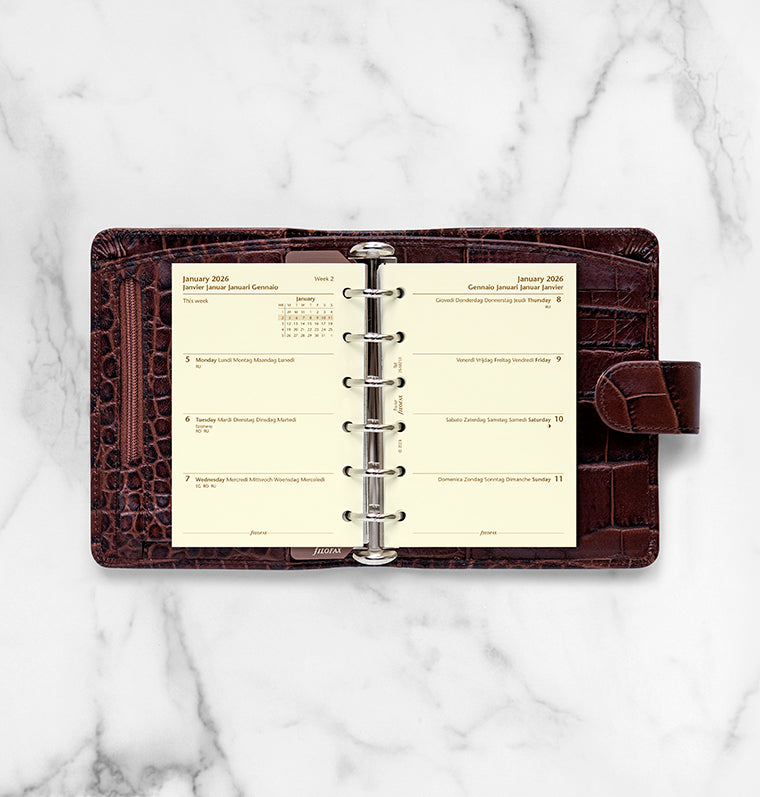 Filofax kalendář týden/2 strany 2026, Kapesní, krémový, 5 jazyků 26-68213