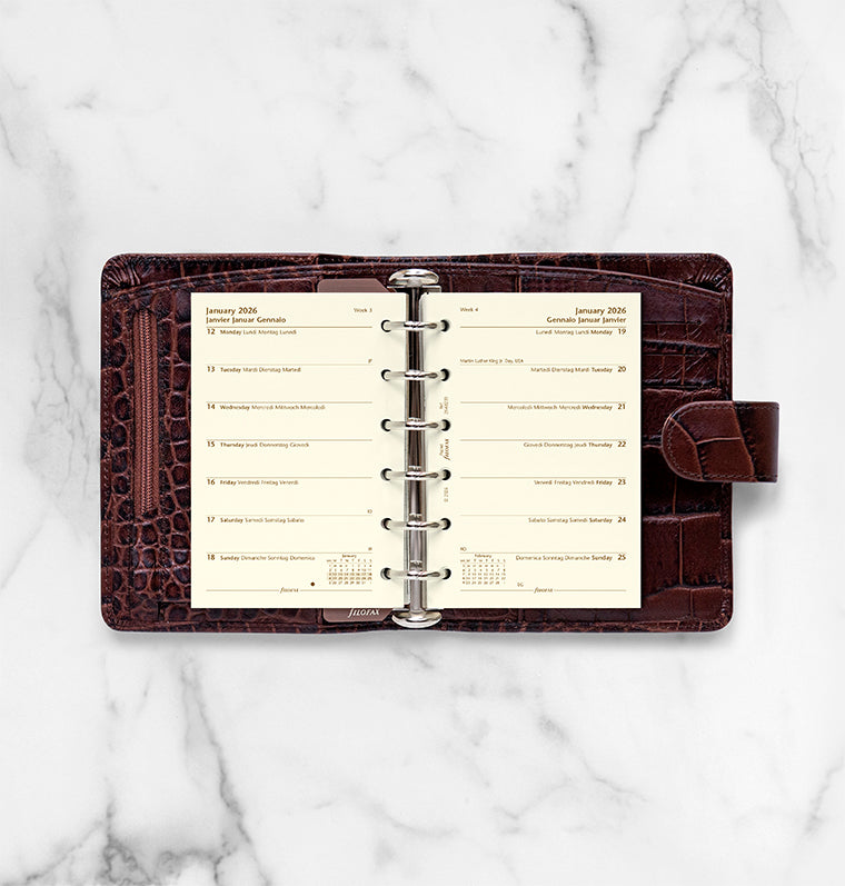 Filofax kalendář týden/1 strana 2026, Kapesní, krémový, 4 jazyky 26-68239