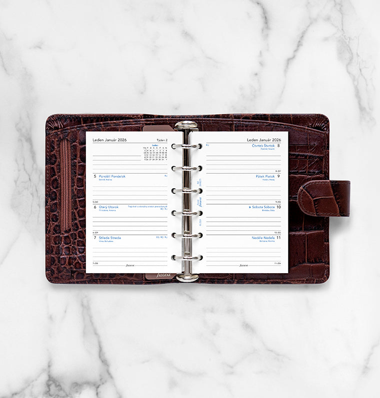 Filofax kalendář 2026 týden/2 strany, Kapesní, ČJ+SJ 26-68271
