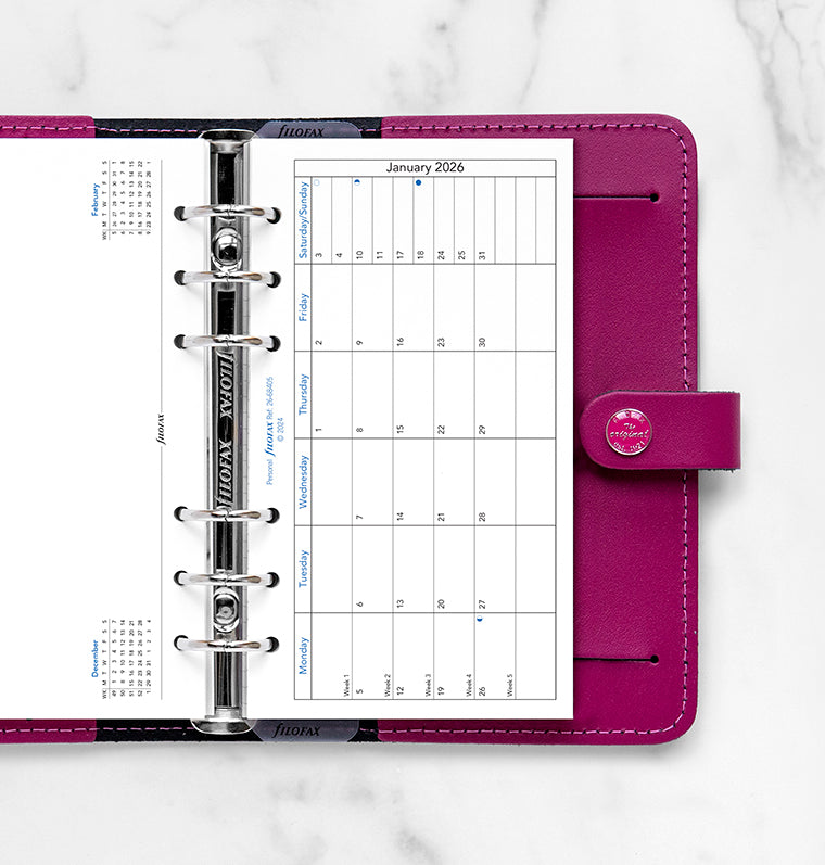 Filofax kalendář měsíc/1 strana 2026, Osobní, horizontální, anglický 26-68405
