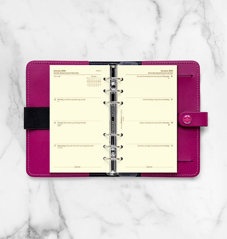 Filofax kalendář týden/2 strany 2026, Osobní, krémový, 5 jazyků 26-68413