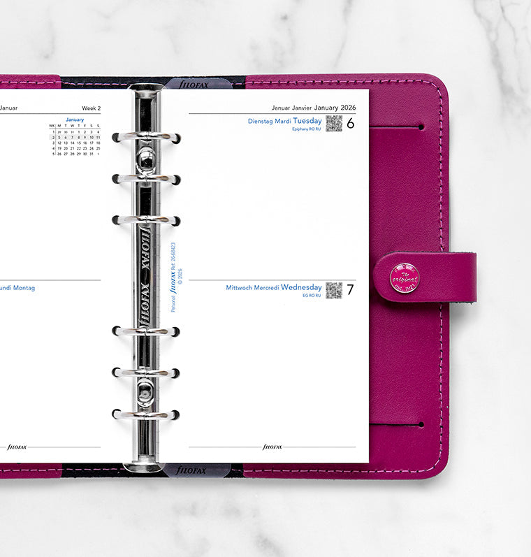 Filofax kalendář 2 dny/1 strana 2026, Osobní, 3 jazyky 26-68423