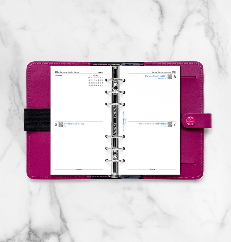Filofax kalendář 2 dny/1 strana 2026, Osobní, 3 jazyky 26-68423
