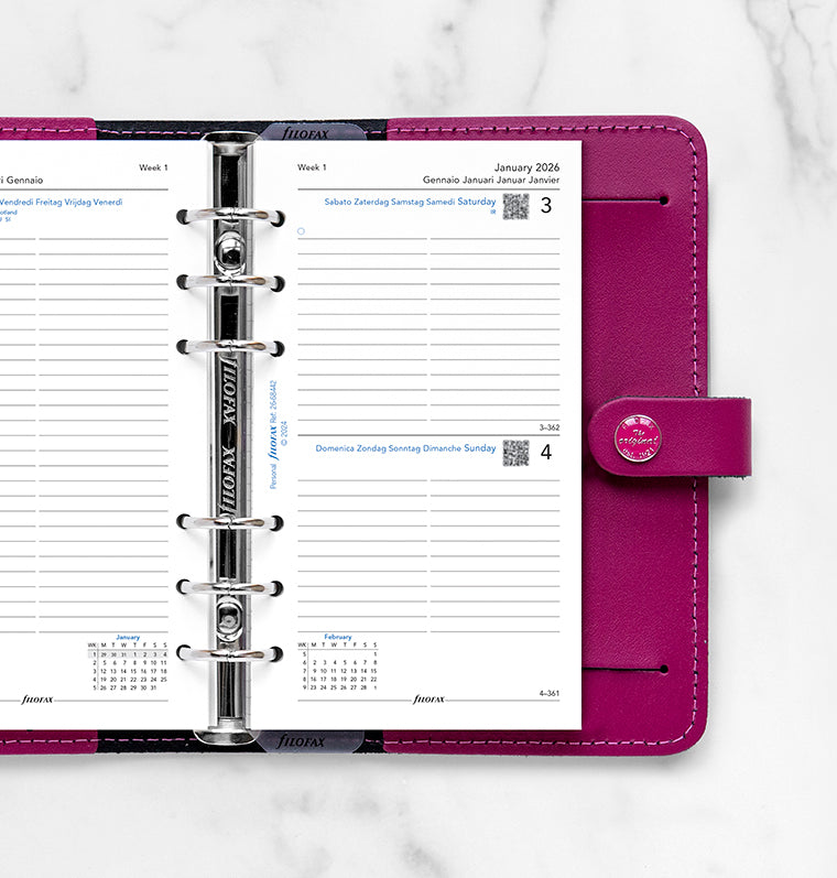 Filofax kalendář den/1 strana 2026, Osobní, 5 jazyků 26-68442