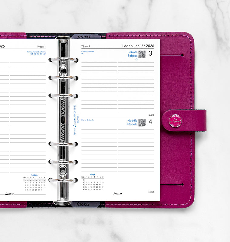 Filofax kalendář 2026 den/1 strana, Osobní, ČJ+SJ 26-68480