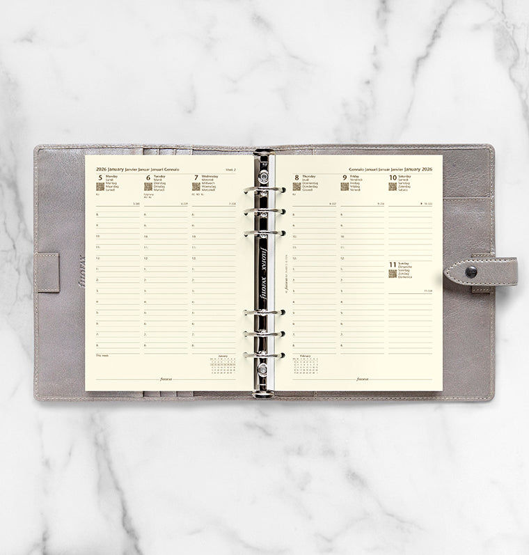 Filofax kalendář týden/2 strany s poznámkami 2026, A5, krémový, 5 jazyků 26-68513