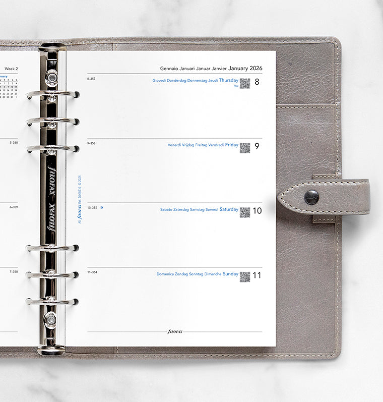 Filofax kalendář týden/2 strany 2026, A5, 5 jazyků 26-68516