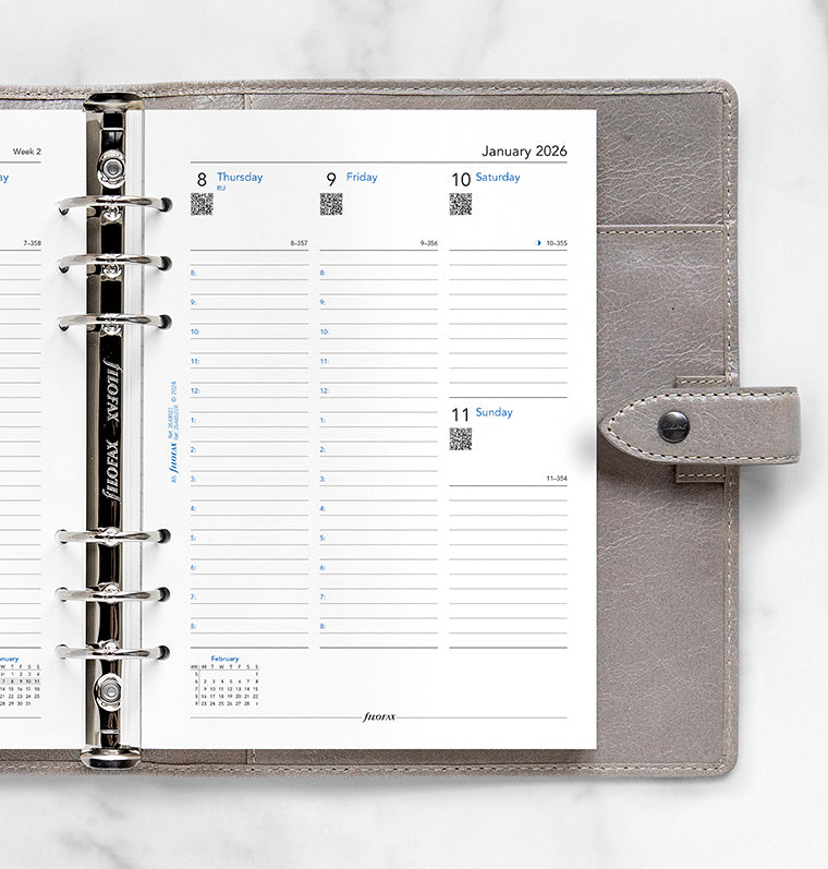 Filofax kalendář týden/2 strany 2026, A5, sloupce s časem, anglický - recyklovaný papír 26-68521R