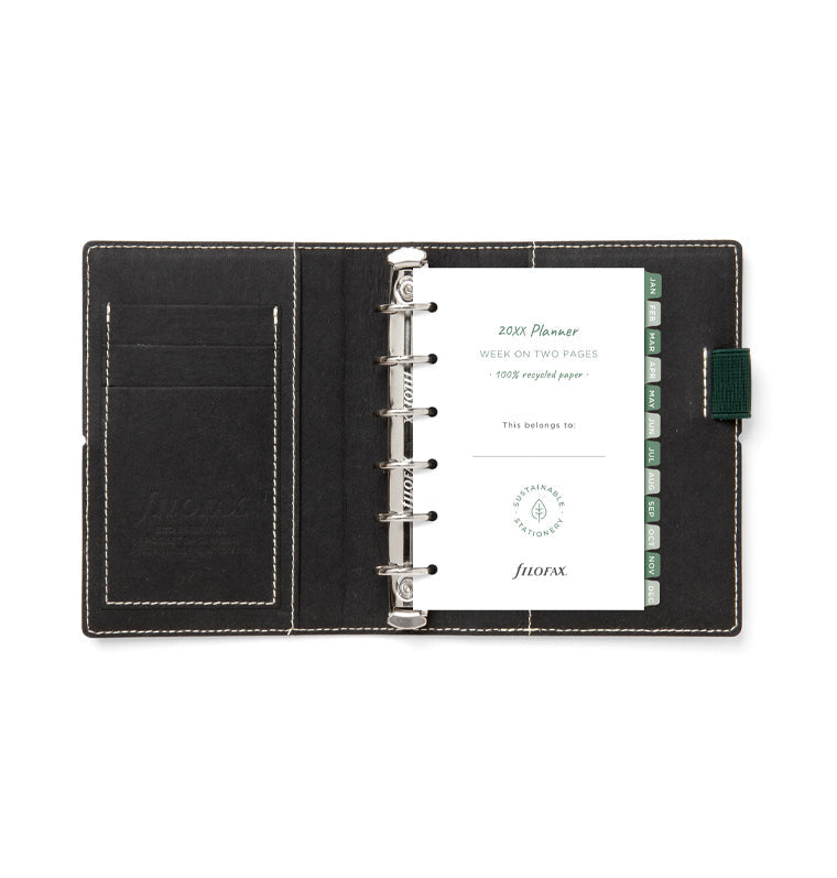Filofax Eco Essential Pocket Organiser Golden Oak - open with contents