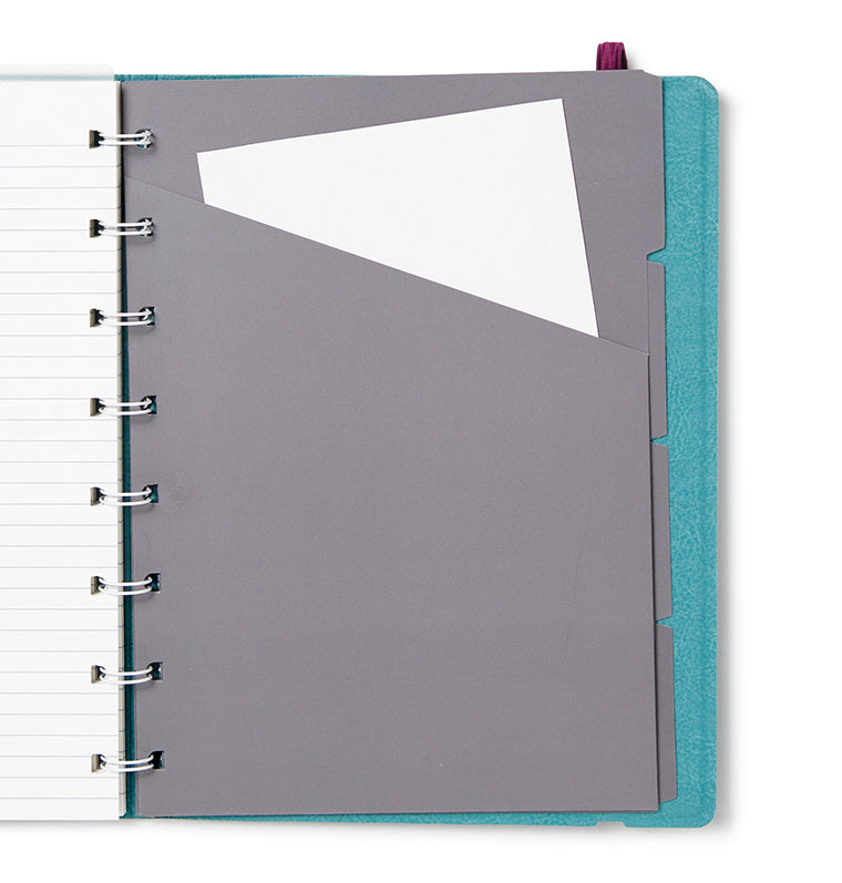 Filofax Contemporary A5 Refillable Notebook in Teal Blue with pocket