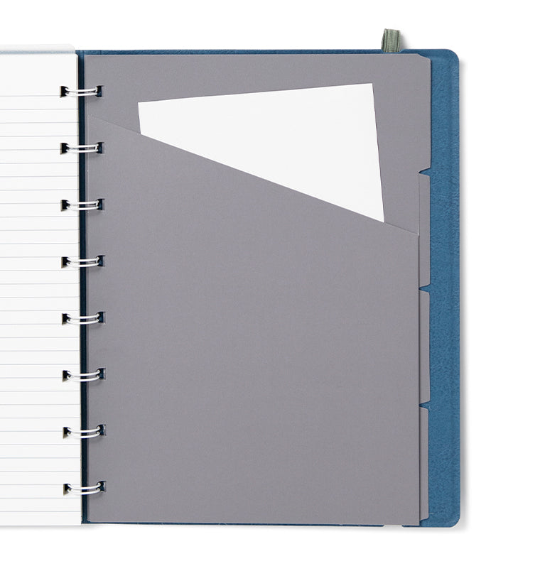 Filofax Contemporary A5 Refillable Notebook in Blue Steel with divider pocket