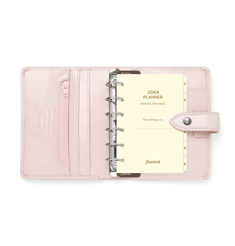 Filofax Leather Malden Pocket Organiser in Pink - with contents