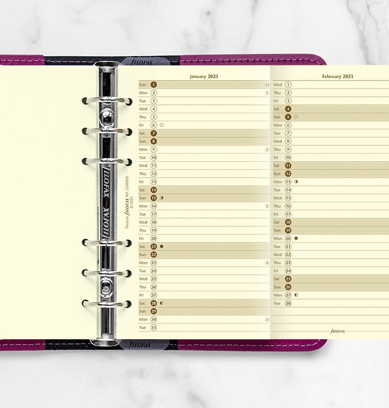 Vertical Year Planner Personal Cotton Cream by Filofax
