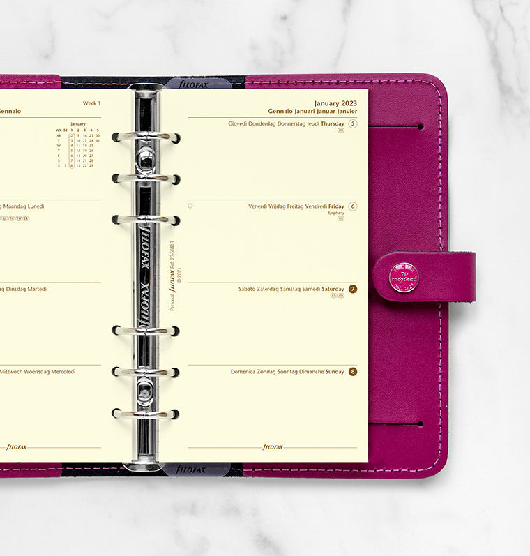 Filofax Week On Two Pages Diary - Personal Cotton Cream 2023 Multilanguage