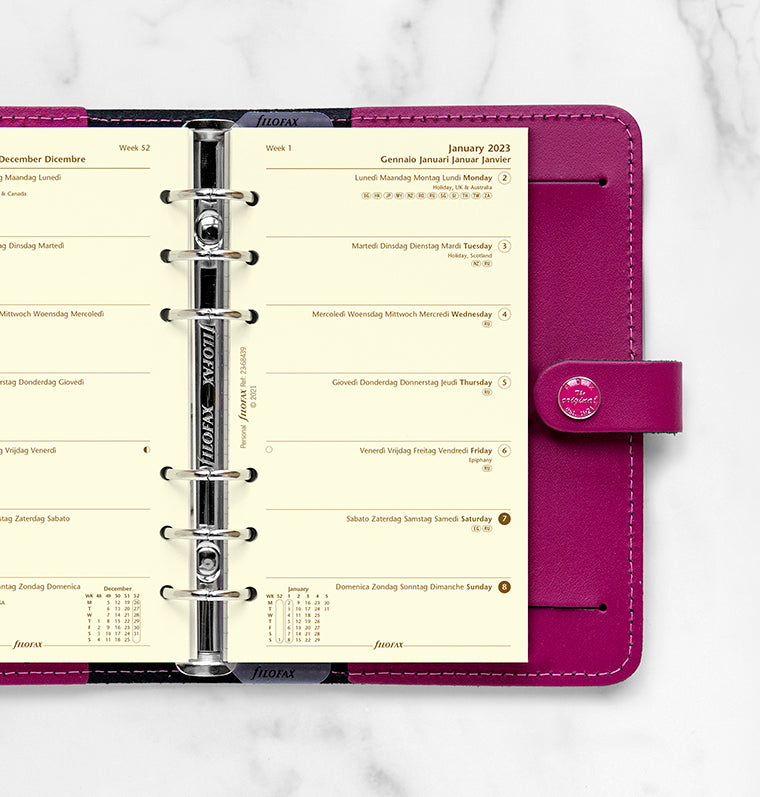 Filofax Week On One Page Diary - Personal Cotton Cream 2023 Multilanguage