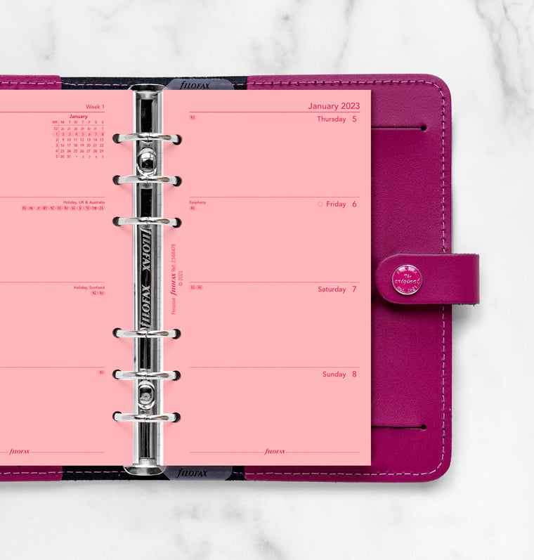 Filofax Week On Two Pages Diary - Personal Pink 2023