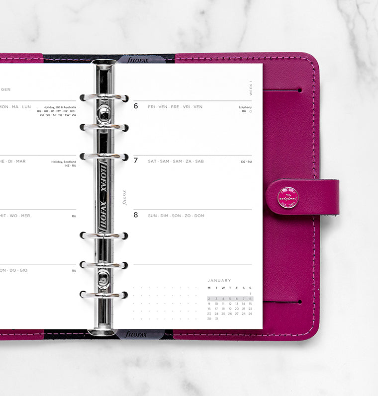 Filofax Minimal Week on Two Pages Diary - Personal 2023 Multilanguage