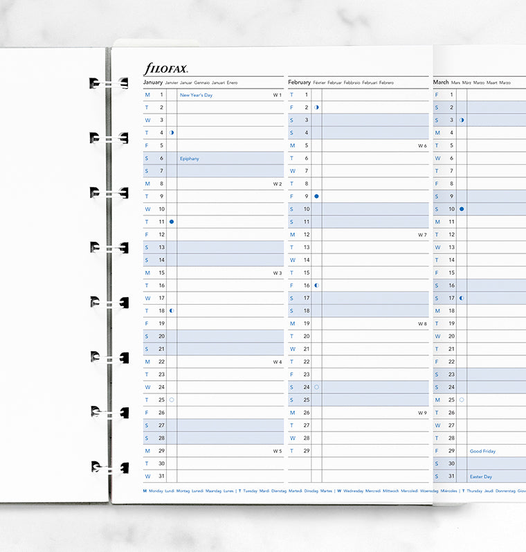 roční plánovací kalendář A5 2024, Filofax Notebook