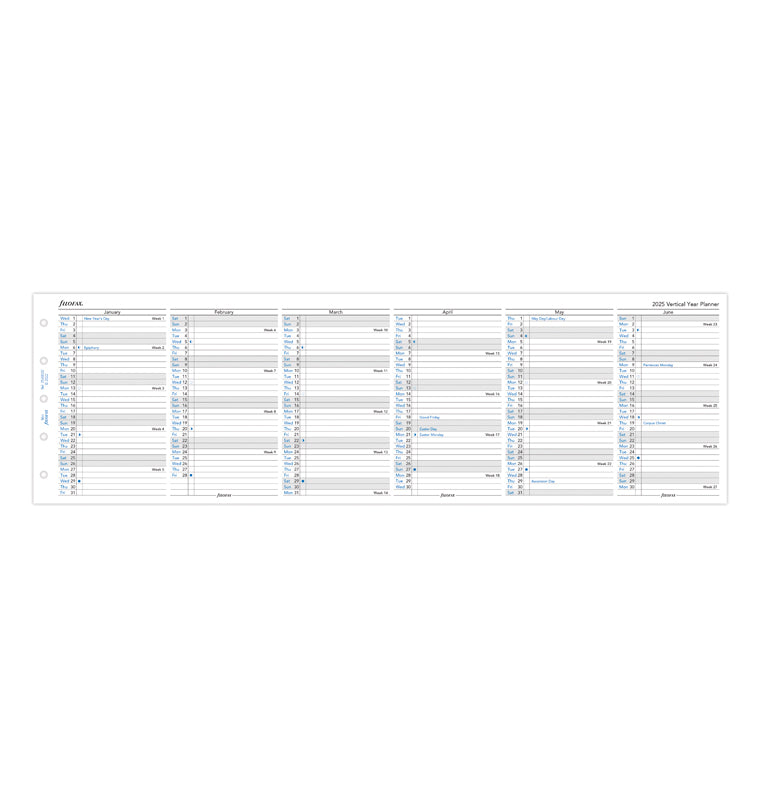 plánovací kalendář 2025, Mini, vertikální, anglický - Filofax