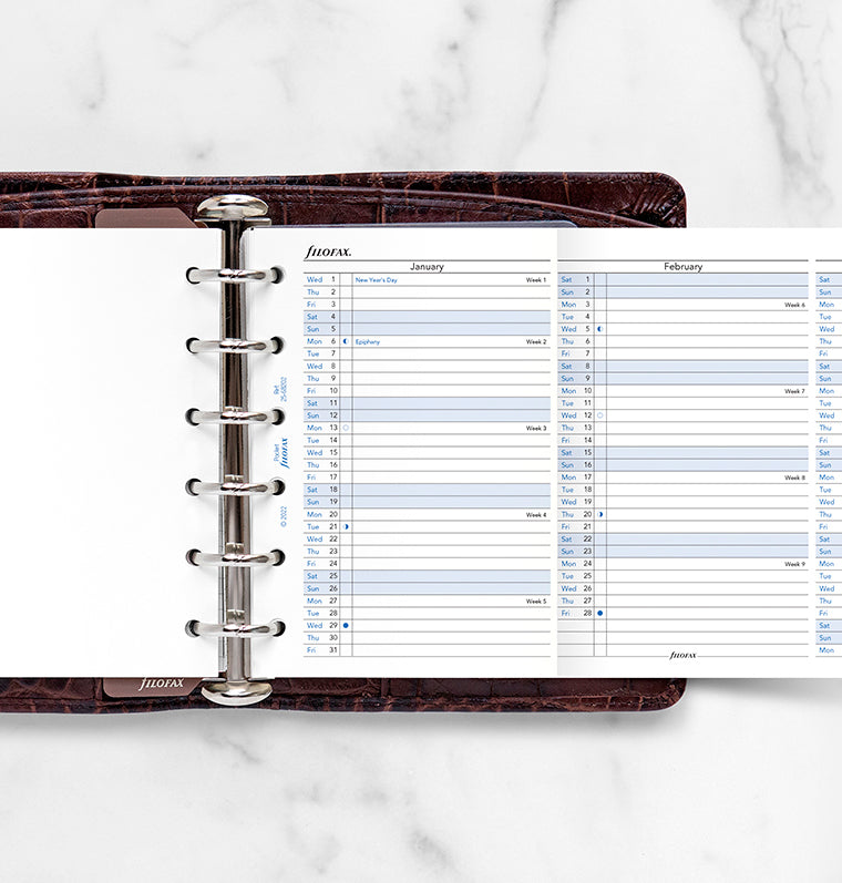 plánovací kalendář 2025, Kapesní, vertikální, anglický - Filofax