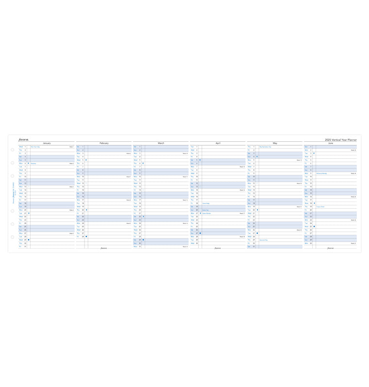 plánovací kalendář 2025, Osobní, vertikální, anglický - Filofax