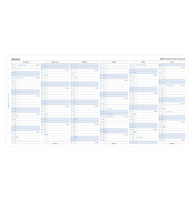 plánovací kalendář 2025, A5, vertikální, anglický - Filofax
