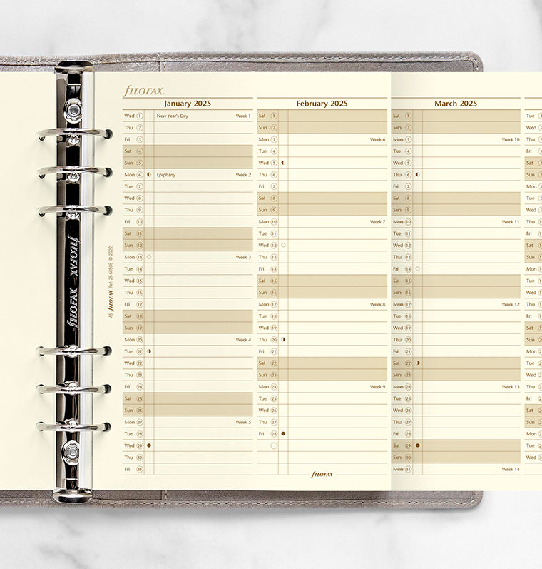 plánovací kalendář 2025, A5, vertikální krémový, anglický - Filofax