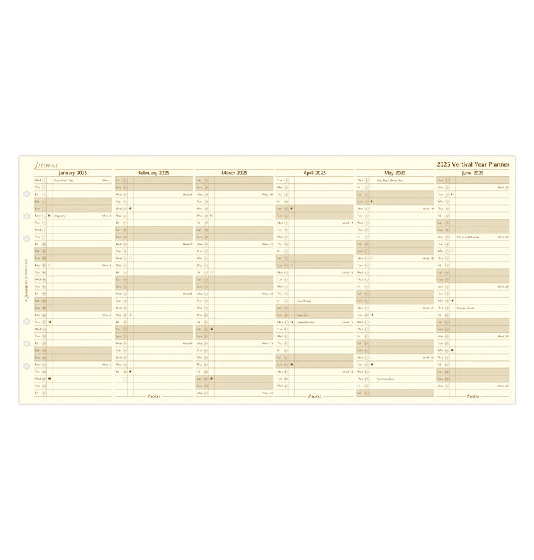 plánovací kalendář 2025, A5, vertikální krémový, anglický - Filofax