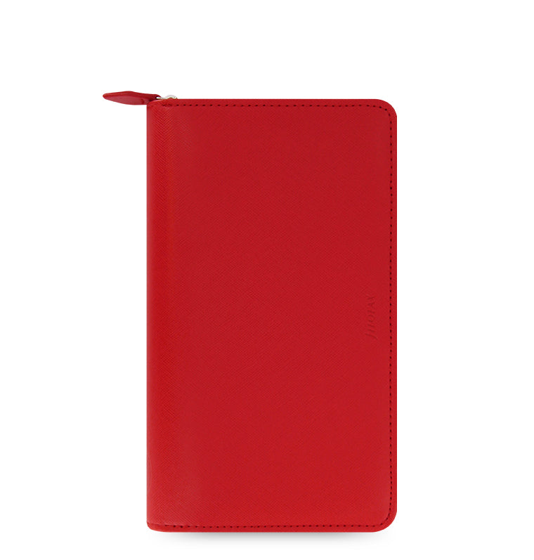 Filofax Saffiano Personal Compact Zip Organiser in Poppy - can be used as a wallet or purse